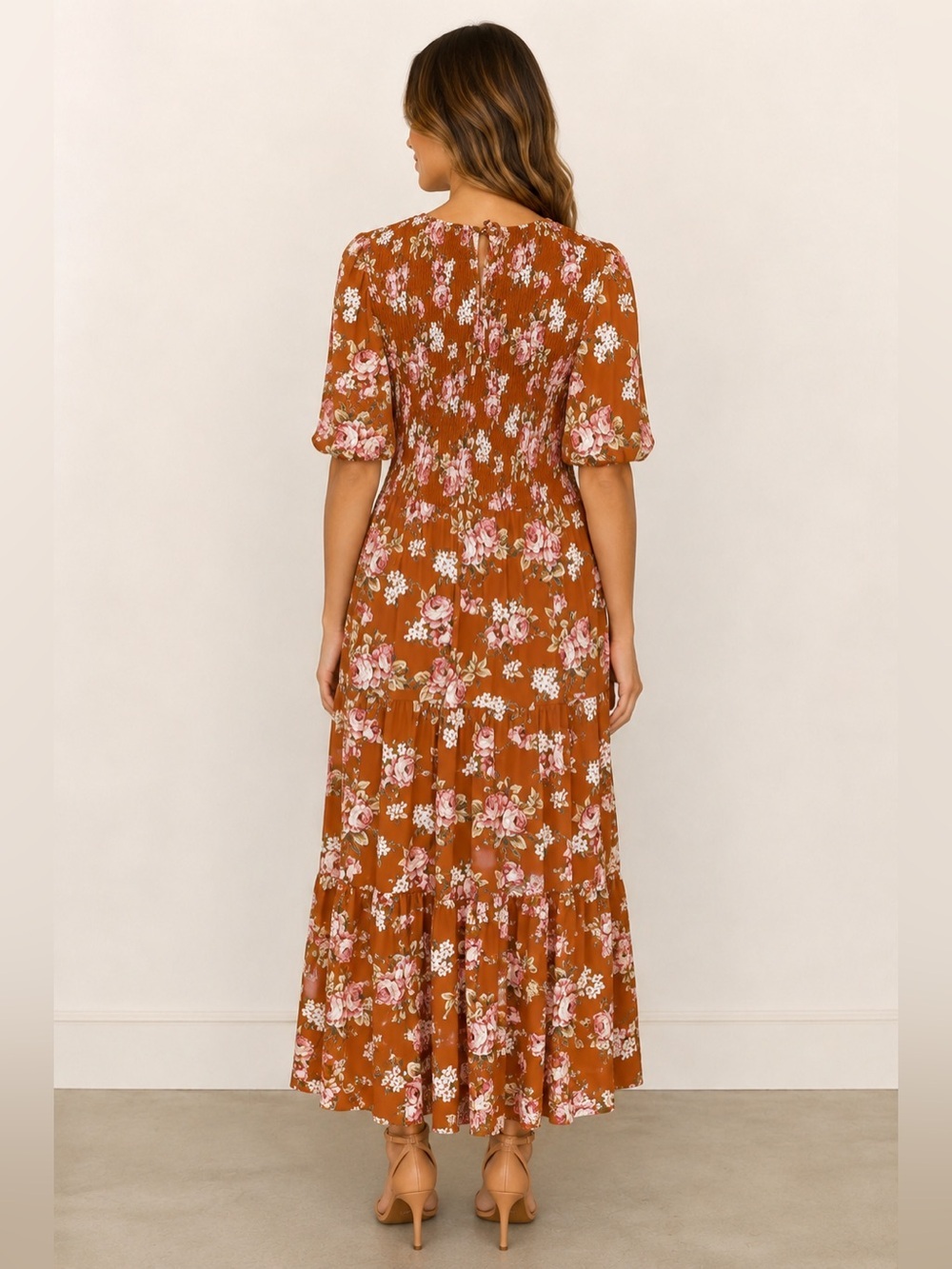 WAYF Floral Tiered Smocked Maxi Dress Size Large NWT - Picture 2 of 6